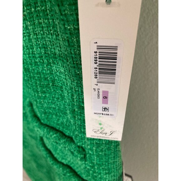 ELIZA J Women's Braided Trim Boucle Shift Dress Green 6  NWT - Picture 6 of 10